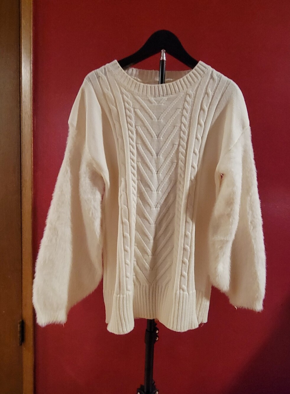 Cozy Knit Sweaters With Fuzzy Puff Sleeves